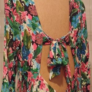 ZARA Floral Tie Back Midi Dress